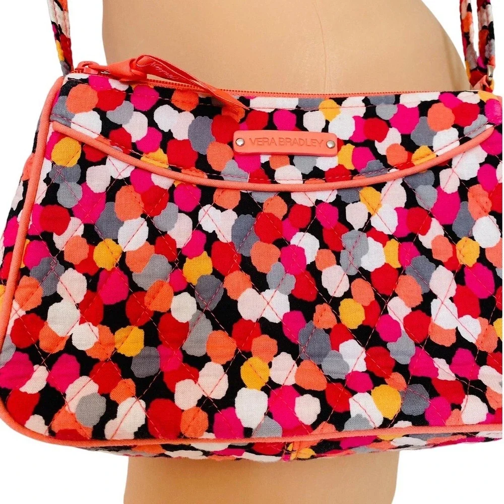 Vera Bradley Tutti Frutti Quilted Cotton Crossbody Bag Multicolor Polka‎ Dot